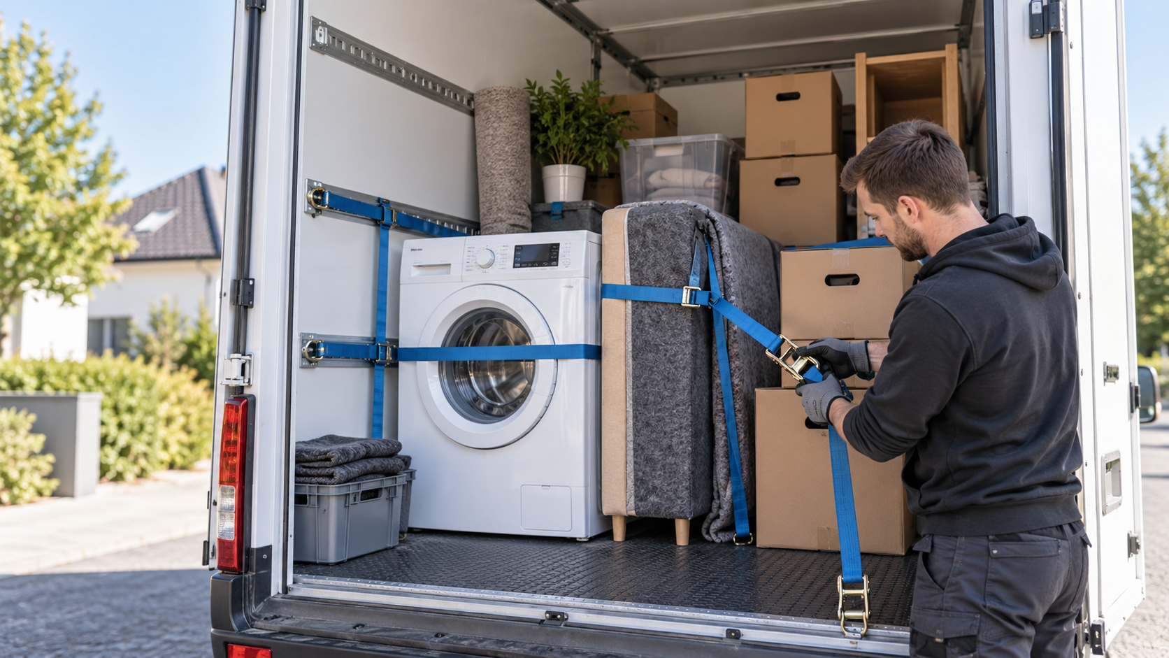 Ladungssicherung im Miet-Transporter: Was StVO und Praxis verlangen – Haftung, Bußgeld und Gurt statt Zurrkette