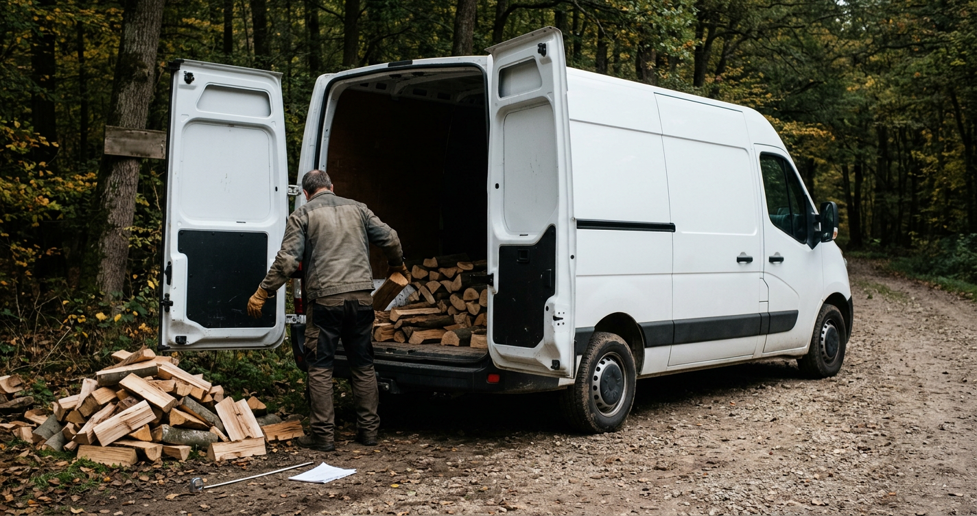 Kaminholz transportieren: Wie viel Brennholz passt in den Miet-Transporter – und was Sie beim Abholen im Wald beachten müssen